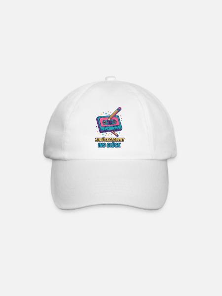 Kassette Neon Retro Druck - Baseballkappe - Weiß/Weiß