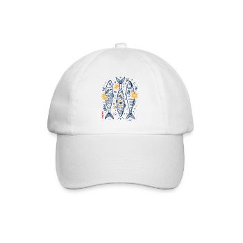 Drei Fische mit Zitrus-Details - Baseballkappe - Weiß/Weiß - Vorne