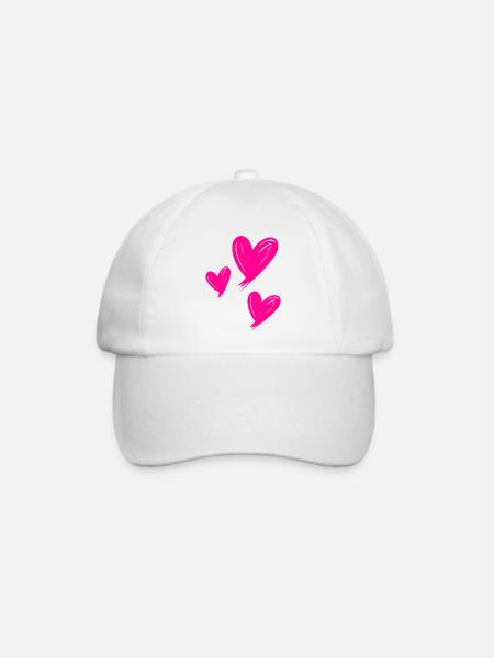 Herzen pink - Baseballkappe - Weiß/Weiß