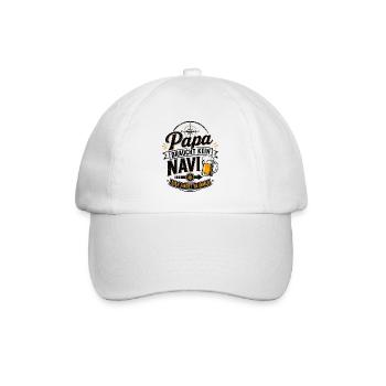 Papa braucht keine Navi - Bier findet er immer - Baseballkappe - Weiß/Weiß - Vorne