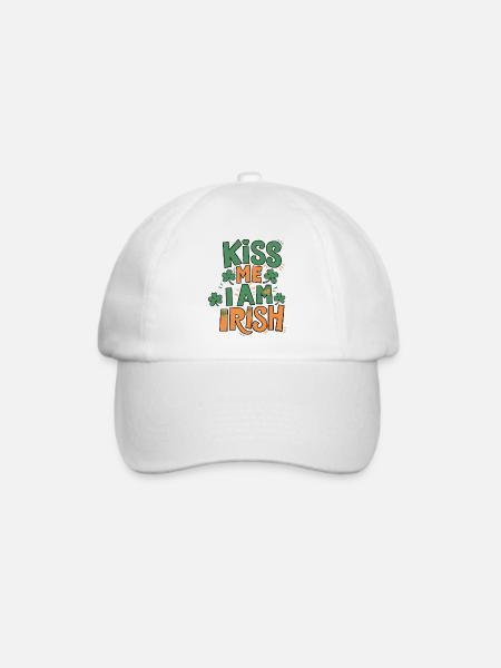 Küss mich, ich bin irischer St. Patrick Design - Baseballkappe - Weiß/Weiß