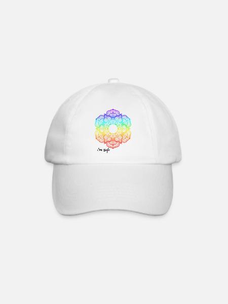 Regenbogen Mandala Muster - Baseballkappe - Weiß/Weiß