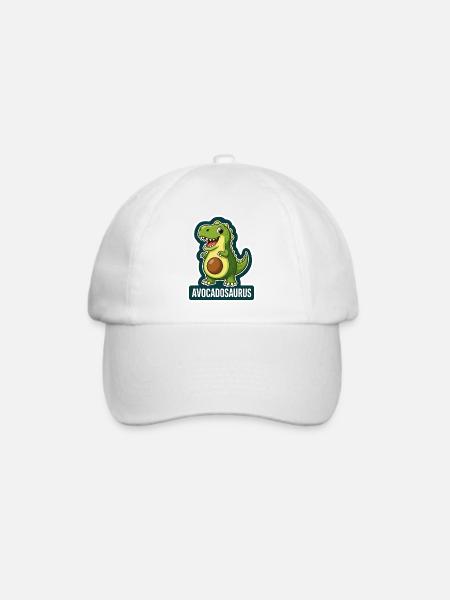 Niedlicher Avocadosaurus Dinosaurier T-Rex - Baseballkappe - Weiß/Weiß