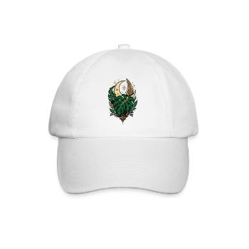 Monstera Moon – Mystisches Botanical Design - Baseballkappe - Weiß/Weiß - Vorne