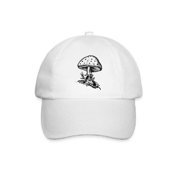 Pilz - Illustration - Baseballkappe - Weiß/Weiß - Vorne