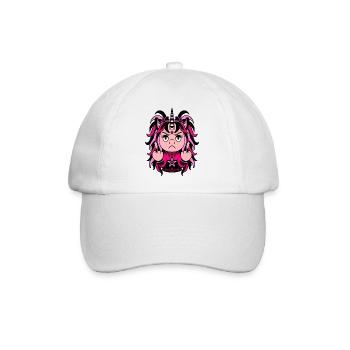 Pink Void: Schwarz-pinkes EinZORN mit Mittelfinger - Baseballkappe - Weiß/Weiß - Vorne
