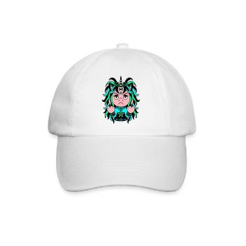 Cyan-ide: Blau-Grünes EinZORN mit Mittelfinger - Baseballkappe - Weiß/Weiß - Vorne