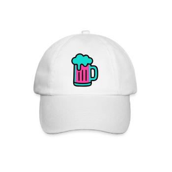 Bierkrug Neon Schaum Icon - Baseballkappe - Weiß/Weiß - Vorne