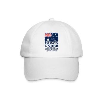 Down Under - Australia - Australien - Aussie - Baseballkappe - Weiß/Weiß - Vorne