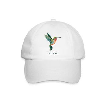 FREE SPIRIT – Bunter Kolibri Vogel Design - Baseballkappe - Weiß/Weiß - Vorne