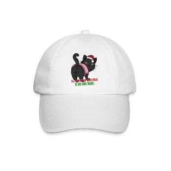 Lustiger Weihnachtskatzen-Weihnachtshut-Weihnachtshumor - Baseballkappe - Weiß/Weiß - Vorne