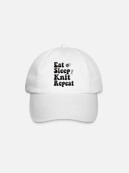 Eat Sleep Knit Repeat - Baseballkappe - Weiß/Weiß