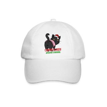 Lustige weihnachtliche Introvertierte Katze, die eifrig ausweicht - Baseballkappe - Weiß/Weiß - Vorne