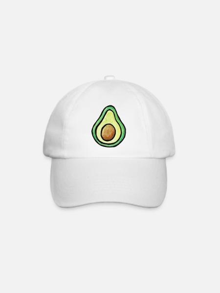 Aquarell Avocado-Scheibe - Baseballkappe - Weiß/Weiß