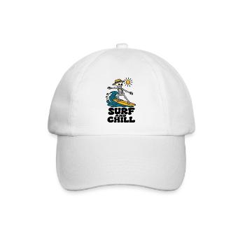 Surf and Chill – Lustiges Surf-Skelett - Baseballkappe - Weiß/Weiß - Vorne
