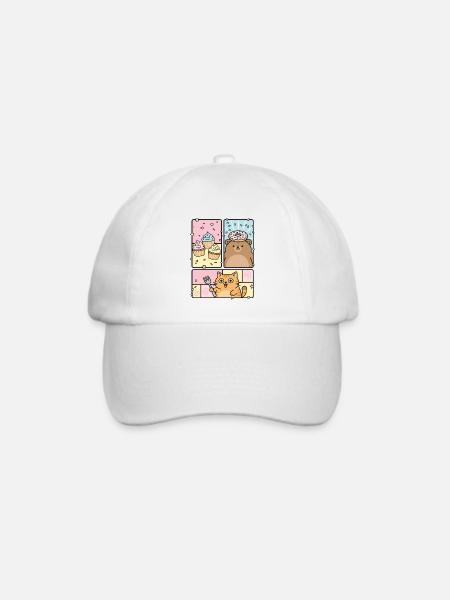 Cute Sweet Animals and Desserts Design - Baseballkappe - Weiß/Weiß
