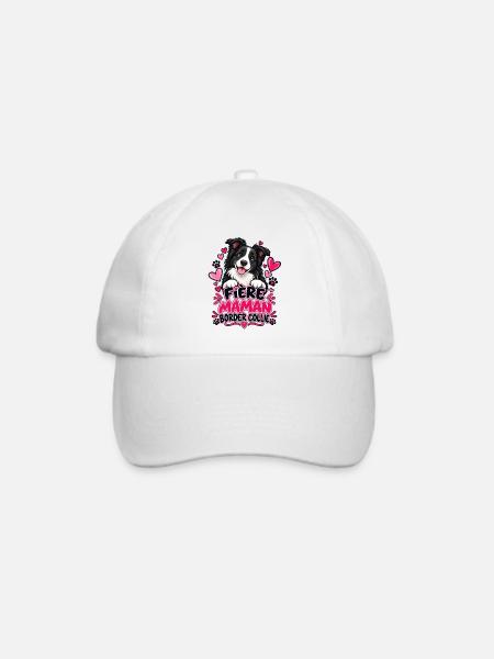 Stolze Border Collie Mama - Baseballkappe - Weiß/Weiß