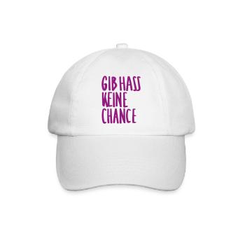 Gib Hass Keine Chance - Baseballkappe - Weiß/Weiß - Vorne