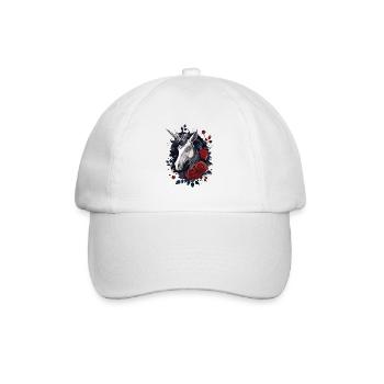 Dark Gothic Einhorn mit Rosen - Baseballkappe - Weiß/Weiß - Vorne