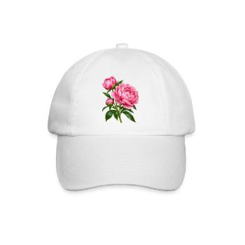 Rosa Pfingstrosenblütenstrauß - Baseballkappe - Weiß/Weiß - Vorne
