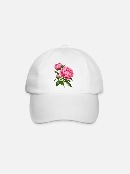 Rosa Pfingstrosenblütenstrauß - Baseballkappe - Weiß/Weiß