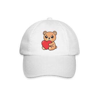 Kuschelbär mit Herz - Baseballkappe - Weiß/Weiß - Vorne