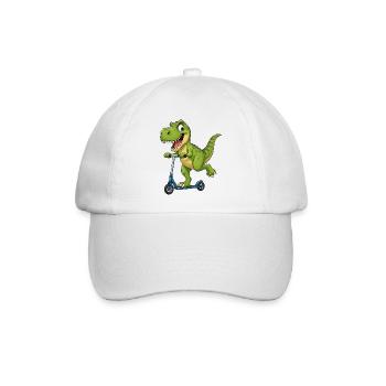 Süßer T-Rex auf Roller Cartoon Freund - Baseballkappe - Weiß/Weiß - Vorne