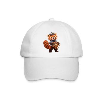 Sailor Red Panda mit Schiffsrad - Baseballkappe - Weiß/Weiß - Vorne