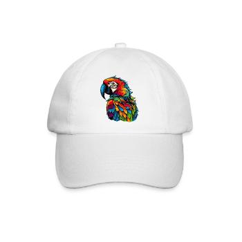Bunter Papagei Print Tropische Kolorierung - Baseballkappe - Weiß/Weiß - Vorne