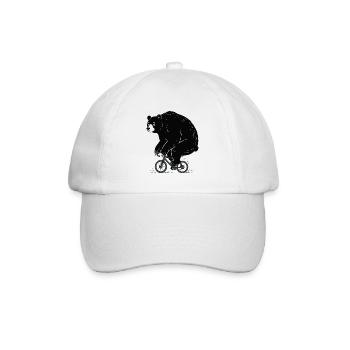 Gravel Bike Bear – lustiger Radfahrer - Baseballkappe - Weiß/Weiß - Vorne