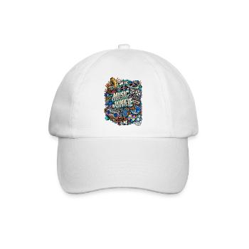 Music Junkie – Retro Musik Collage - Baseballkappe - Weiß/Weiß - Vorne