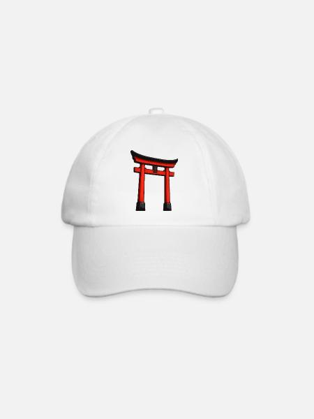 Roter Shinto-Torii Türbogen - Baseballkappe - Weiß/Weiß