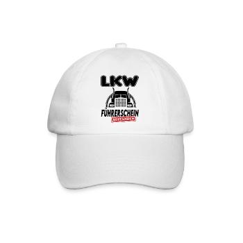 LKW  Führerschein bestanden Sprüche Lastwagen - Baseballkappe - Weiß/Weiß - Vorne
