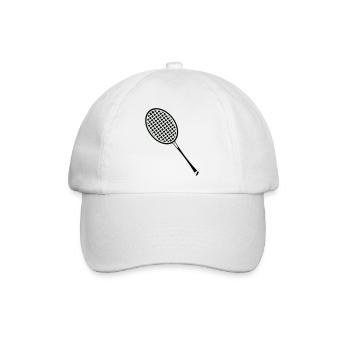 Minimalistische Tennisschläger-Silhouette - Baseballkappe - Weiß/Weiß - Vorne