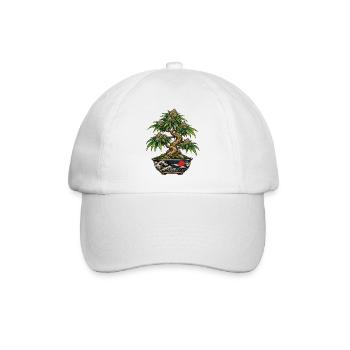Japanischer Bonsai mit Wellenmotif - Baseballkappe - Weiß/Weiß - Vorne