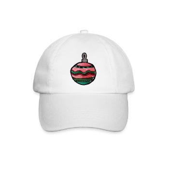Bunte, gestreifte Weihnachtskugel - Baseballkappe - Weiß/Weiß - Vorne