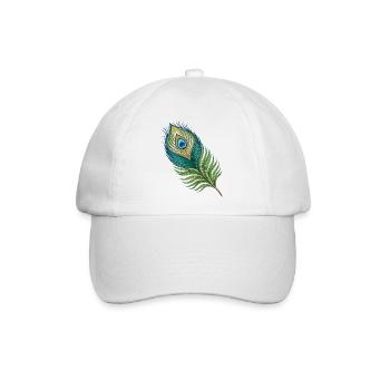 Einfache Pfauenfeder - Baseballkappe - Weiß/Weiß - Vorne