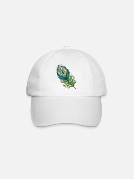 Einfache Pfauenfeder - Baseballkappe - Weiß/Weiß