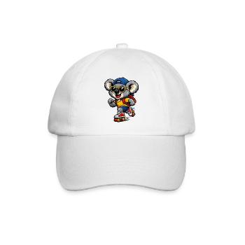 Koala mit Rollschuhen – Süßes Freizeitmotiv - Baseballkappe - Weiß/Weiß - Vorne