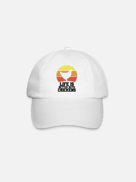 Huhn Retro Style Humor - Baseballkappe - Weiß/Weiß