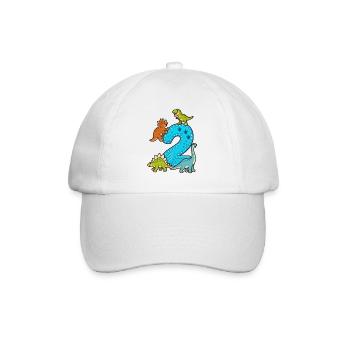 2 Jahre alt 2. Geburtstag Dino - Baseballkappe - Weiß/Weiß - Vorne