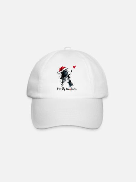 Border Collie Weihnachtsmütze Merry Woofmas Herz - Baseballkappe - Weiß/Weiß