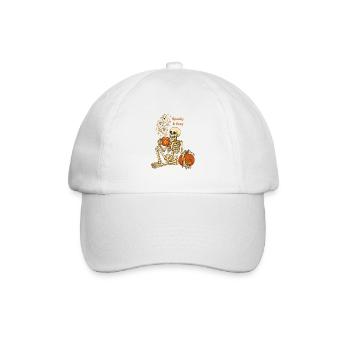 Gruseliger und gemütlicher Halloween-Skelettkaffee - Baseballkappe - Weiß/Weiß - Vorne