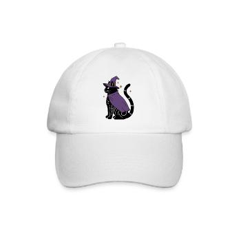 Magische Halloween Katze als Hexe - Bunt - Baseballkappe - Weiß/Weiß - Vorne