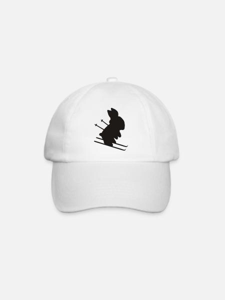 Ski Hase - skihase - Baseballkappe - Weiß/Weiß