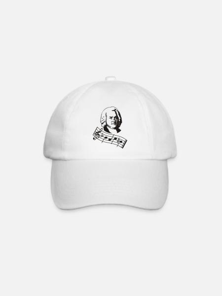 bach noten 2col - Baseballkappe - Weiß/Weiß