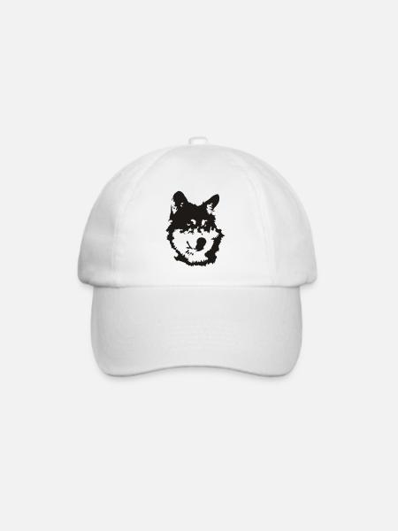 Hund/Wolf - Baseballkappe - Weiß/Weiß