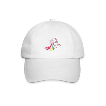 Einhorn kotzt Regenbogen Personalisieren - Baseballkappe - Weiß/Weiß - Vorne