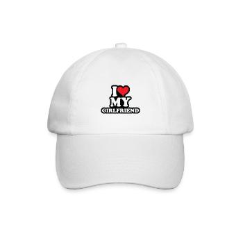 i love my girlfriend - Baseballkappe - Weiß/Weiß - Vorne