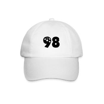 98 Zahl - Baseballkappe - Weiß/Weiß - Vorne